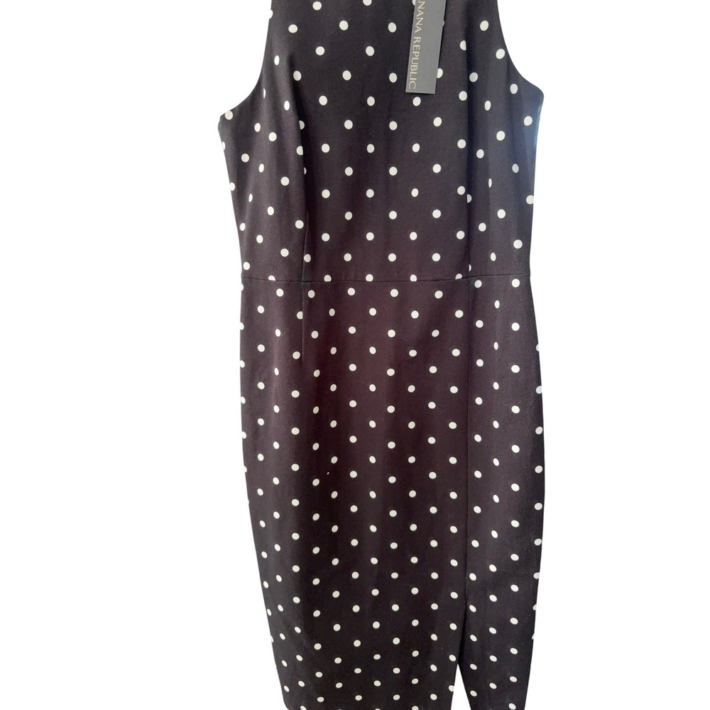 Banana Republic Sheath Dress Black White Polka Dot Sleeveless Classic Size 6 NWT - Picture 4 of 8
